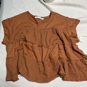 Altar'd State Terracotta Ruffled Blouse